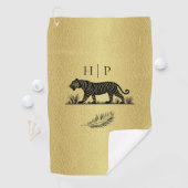 Serviette De Golf Élégant Monogramme noir Motif or (En situation)