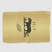 Serviette De Golf Élégant Monogramme noir Motif or (Horizontal)