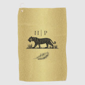 Serviette De Golf Élégant Monogramme noir Motif or (Devant)