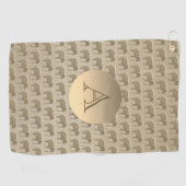 Serviette De Golf Élégant Monogrammé Or (Horizontal)