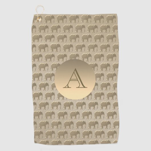 Serviette De Golf Élégant Monogrammé Or (Devant)