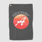 Serviette De Golf Élégant monogramme orange Lettre de golf gris (Devant)