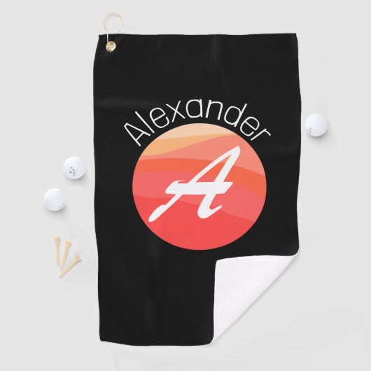 Serviette De Golf Élégant monogramme orange Lettre orange Une servie (En situation)