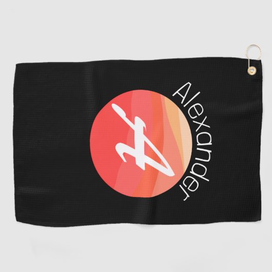 Serviette De Golf Élégant monogramme orange Lettre orange Une servie (Horizontal)