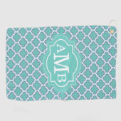 Serviette De Golf Élégant monogramme personnalisé Motif Quatrefoil T (Horizontal)
