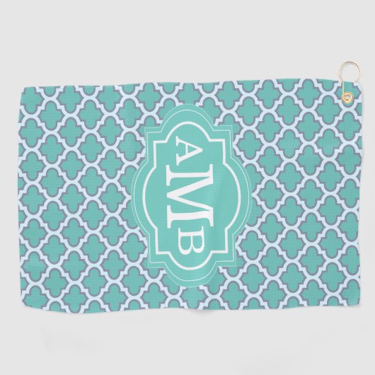 Serviette De Golf Élégant monogramme personnalisé Motif Quatrefoil T (Horizontal)