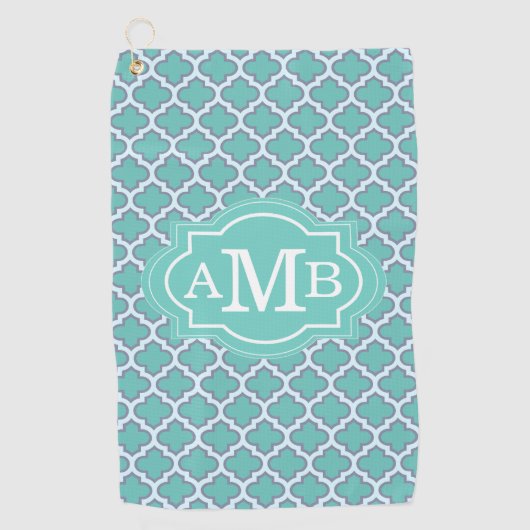Serviette De Golf Élégant monogramme personnalisé Motif Quatrefoil T (Devant)