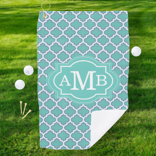 Serviette De Golf Élégant monogramme personnalisé Motif Quatrefoil T