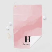 Serviette De Golf Élégant Monogramme rose (En situation)