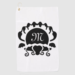 Serviette De Golf Élégant Monogramme silhouette de coquillage ouve