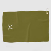 Serviette De Golf Élégant Monogramme Vert Simple Blanc (Horizontal)