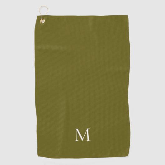 Serviette De Golf Élégant Monogramme Vert Simple Blanc (Devant)