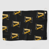 Serviette De Golf Élégant Motif d'anniversaire noir et or (Horizontal)