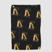 Serviette De Golf Élégant Motif d'anniversaire noir et or (Devant)