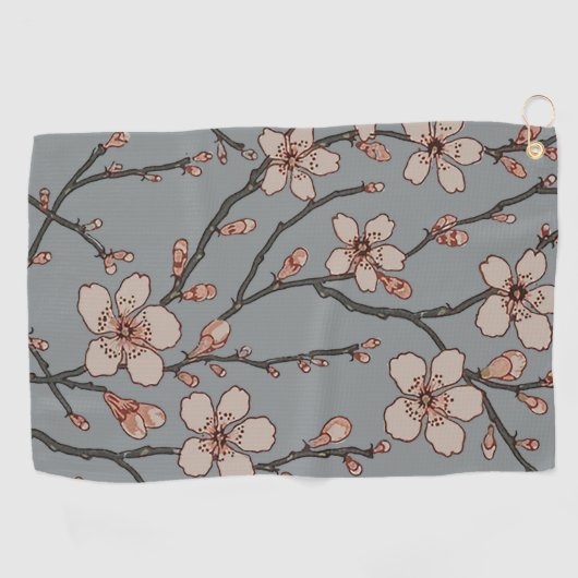 Serviette De Golf Élégant Motif Fleur rose Douce Fleur Fleur de Ceri (Horizontal)