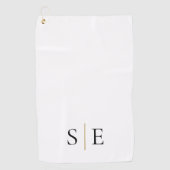 Serviette De Golf Élégant Noir Or Personnalisé Monogramme (Devant)