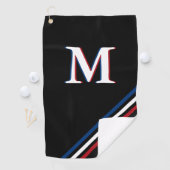 Serviette De Golf Élégant Noir Personnalisé Rouge Blanc Bleu Monogra (En situation)