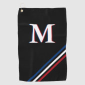 Serviette De Golf Élégant Noir Personnalisé Rouge Blanc Bleu Monogra (Devant)
