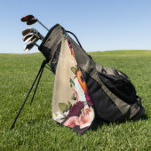 Serviette De Golf Élégant Nom Floral Script Customisé Rustique (Vert)