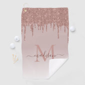 Serviette De Golf Elégant Parties scintillant Drives Rose Gold Monog (En situation)