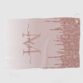 Serviette De Golf Elégant Parties scintillant Drives Rose Gold Monog (Horizontal)
