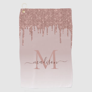 Serviette De Golf Elégant Parties scintillant Drives Rose Gold Monog