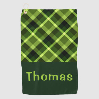Serviette De Golf Elégant Pea Green Plaid Monogramme Golf Serviette