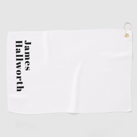Serviette De Golf Élégant Retro Moderne Lettrage | Noir modifiable (Horizontal)