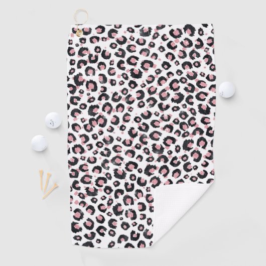 Serviette De Golf Elegant Rose Gold Black Leopard Pattern (En situation)