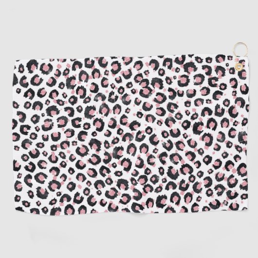 Serviette De Golf Elegant Rose Gold Black Leopard Pattern (Horizontal)