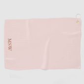 Serviette De Golf Élégant rose vif monogramme personnalisé initiales (Horizontal)