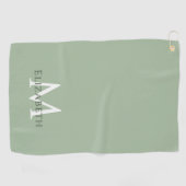 Serviette De Golf Elegant Sage Green Monogram Name Initial Custom (Horizontal)