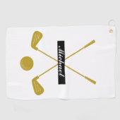 Serviette De Golf Élégant script cursif Nom personnalisé Logo (Horizontal)