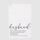 Serviette De Golf Élégant Script Red Love Heart Husband Définition  (Devant)