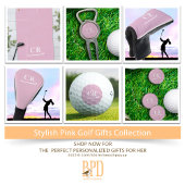 Serviette De Golf Élégant Simple Monogramme Moderne Rose
