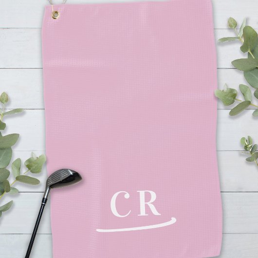 Serviette De Golf Élégant Simple Monogramme Moderne Rose