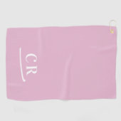 Serviette De Golf Élégant Simple Monogramme Moderne Rose (Horizontal)