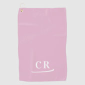 Serviette De Golf Élégant Simple Monogramme Moderne Rose (Devant)