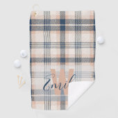 Serviette De Golf Élégant tatan bleu crème Monogramme (En situation)