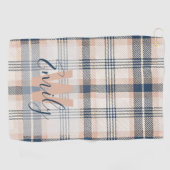 Serviette De Golf Élégant tatan bleu crème Monogramme (Horizontal)