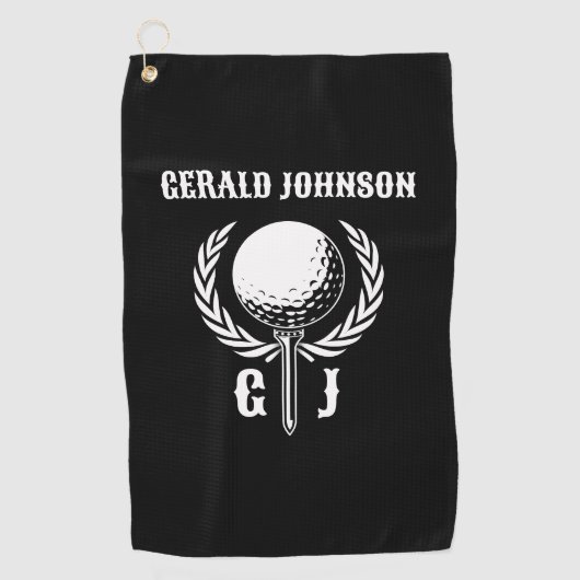 Serviette De Golf Elégante conception de monogramme de golf avec cou (Devant)