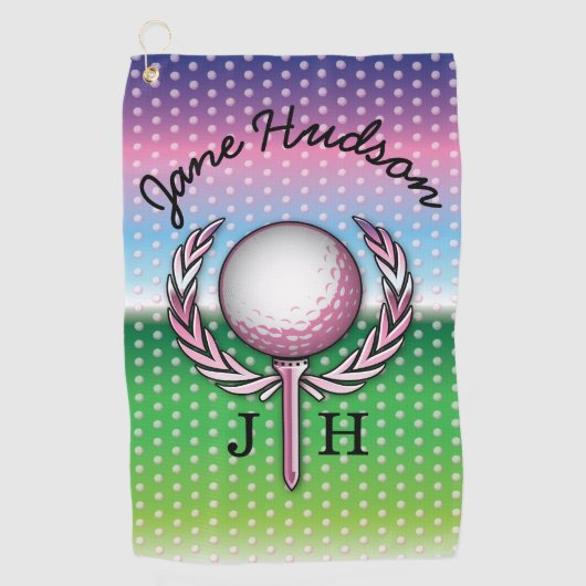 Serviette De Golf Elégante Dames Monogram Golf Design (Devant)
