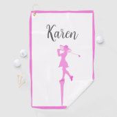 Serviette De Golf Elégante Femme Golfer Silhouette Standing Golf Tee (En situation)