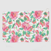 Serviette De Golf Élégante Fleurs rose vif Motif Fille rose (Horizontal)