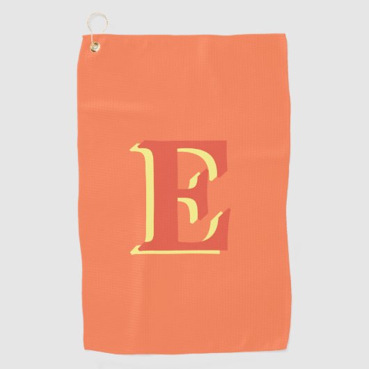 Serviette De Golf Élégante Lettre initiale 3D rouge orange | Corail (Devant)
