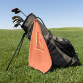 Serviette De Golf Élégante Lettre initiale 3D rouge orange | Corail (Vert)