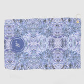 Serviette De Golf Elégante mosaïque bleue glace, Monogramme moderne (Horizontal)