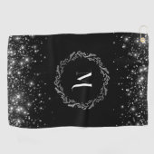 Serviette De Golf Élégante Parties scintillant d'argent Monogramme n (Horizontal)