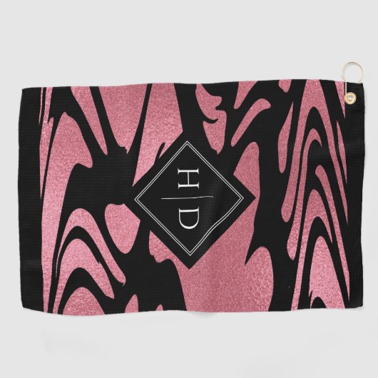 Serviette De Golf Élégante Parties scintillant en or Rose Ombre avec (Horizontal)