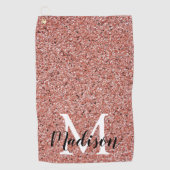 Serviette De Golf Élégante Parties scintillant Rose d'or Monogrammes (Devant)